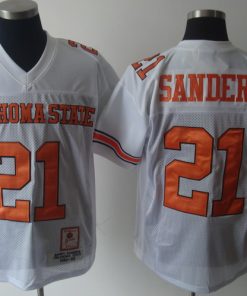 Cowboys #21 Barry Sanders White Throwback Stitched NCAA Jersey