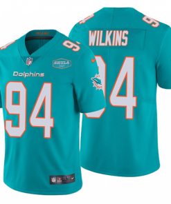 Men's Miami Dolphins #94 Christian Wilkins Aqua With 347 Shula Patch 2020 Vapor Untouchable Limited Stitched NFL Jersey