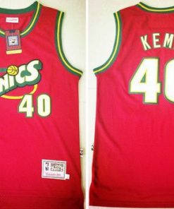 Thunder #40 Shawn Kemp Red SuperSonics Throwback Stitched NBA Jersey