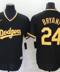 Men's Los Angeles Dodgers #24 Kobe Bryant Black KB Patch Cool Base Stitched Jersey