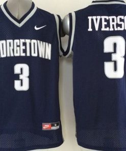 Hoyas #3 Allen Iverson Navy Blue Basketball Stitched NCAA Jersey