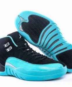 Running weapon Cheap Air Jordan 12 Shoes Retro Women Black/Acid Blue