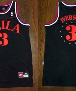 76ers #3 Allen Iverson Black 1964 Throwback Stitched NBA Jersey