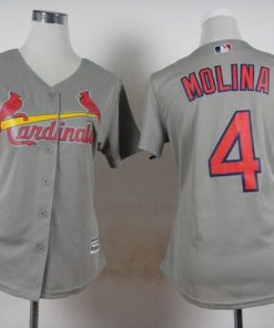 Cardinals #4 Yadier Molina Grey Road Women's Stitched MLB Jersey