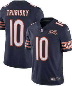 Men's Chicago Bears #10 Mitchell Trubisky Navy 2019 100th Vapor Untouchable Limited Stitched NFL Jersey