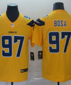 Men's Los Angeles Chargers #97 Joey Bosa 2019 Gold Inverted Legend Stitched NFL Jersey.