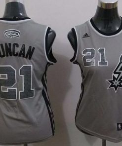 Spurs #21 Tim Duncan Grey Alternate Women's Stitched NBA Jersey