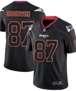 en's Patriots #87 Rob Gronkowski NFL 2018 Lights Out Black Color Rush Limited Jersey