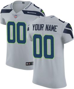 Men's Seattle Seahawks Grey Alternate Vapor Untouchable Custom Elite NFL Stitched Jersey