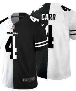 Men's Las Vegas Raiders #4 Derek Carr Black White Split 2020 Stitched Jersey