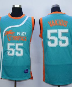 Flint Tropics #55 Vakidis Blue Semi-Pro Movie Stitched Basketball Jersey