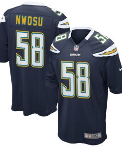Men's Los Angeles Chargers #58 Uchenna Nwosu Navy 2018 NFL Draft Pick Game Jersey