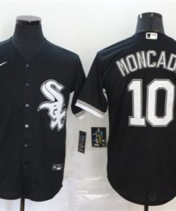 Men's Chicago White Sox #10 Yo¨¢n Moncada Black Cool Base Stitched MLB Jersey