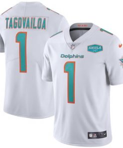 Men's Miami Dolphins #1 Tua Tagovailoa White With 347 Shula Patch 2020 Vapor Untouchable Limited Stitched NFL Jersey