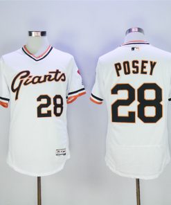 Men's San Francisco Giants #28 Buster Posey White Cool Base Cooperstown Collection Player Stitched MLB Jersey