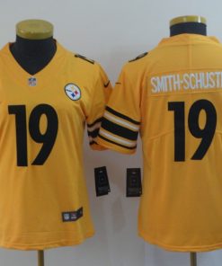 Women's Pittsburgh Steelers #19 JuJu Smith-Schuster Gold Inverted Legend Stitched NFL Jersey(Run Small)