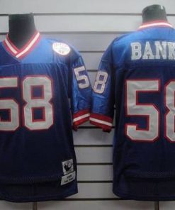 Mitchell and Ness Giants #58 Carl Banks Blue Stitched NFL Jersey