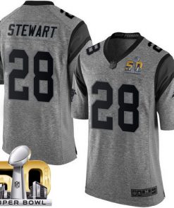 Nike Panthers #28 Jonathan Stewart Gray Super Bowl 50 Men's Stitched NFL Limited Gridiron Gray Jersey