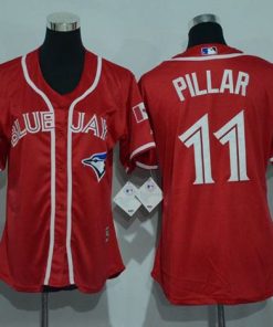 Blue Jays #11 Kevin Pillar Red Canada Day Women's Stitched MLB Jersey