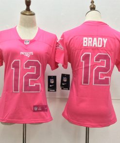 Women's Nike New England Patriots #12 Tom Brady  Pink Limited Rush Fashion Stitched NFL Jersey