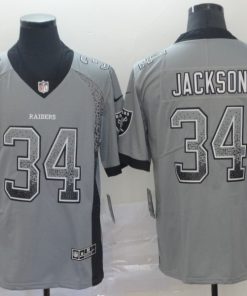 Men's Oakland Raiders #34 Bo Jackson Gray Drift Fashion Color Rush Limited Stitched NFL Jersey