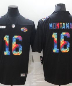 Men's San Francisco 49ers #16 Joe Montana 2020 Black Crucial Catch Limited Stitched NFL Jersey