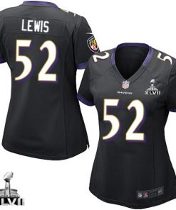 Women's Baltimore Ravens #52 Ray Lewis  Black Alternate With Super Bowl Patch Limited Stitched NFL Jersey