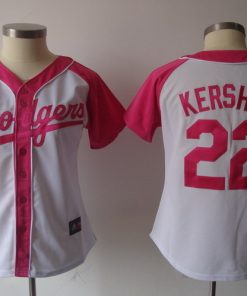 Women's Los Angeles Dodgers #22 Clayton Kershaw Pink Splash Fashion Stitched MLB Jersey