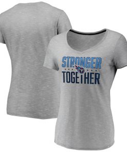 Women's Tennessee Titans Gray Stronger Together Space Dye V-Neck T-Shirt(Run Small)