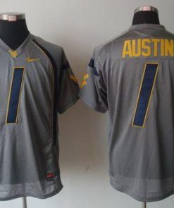Mountaineers #1 Tavon Austin Grey Stitched NCAA Jersey