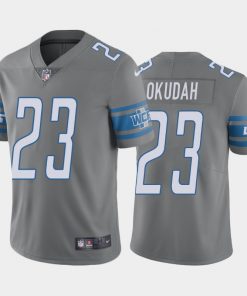 Men's Detroit Lions #23 Jeff Okudah Grey Vapor Untouchable Limited Stitched NFL Jersey
