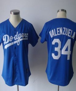 Dodgers #34 Fernando Valenzuela Blue Women's Fashion Stitched MLB Jersey