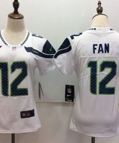 Women's Nike Seattle Seahawks #12 Fan White Vapor Untouchable Limited Stitched NFL Jersey
