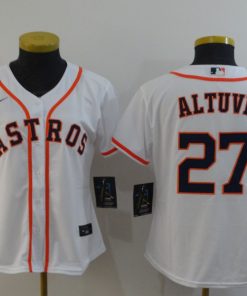 Women's Houston Astros #27 Jose Altuve 2020 White Cool Base Stitched MLB Jersey(Run Small)