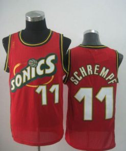 Thunder #11 Detlef Schrempf Red SuperSonics Throwback Stitched NBA Jersey