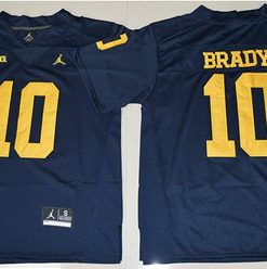 Wolverines #10 Tom Brady Navy Blue Jordan Brand Stitched NCAA Jersey