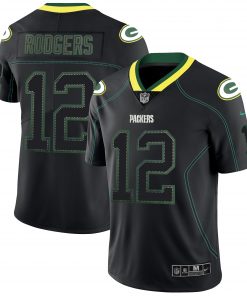 Men's Packers #12 Aaron Rodgers NFL 2018 Lights Out Black Color Rush Limited Stitched Jersey