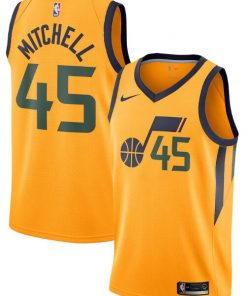 Men's Utah Jazz Gold #45 Donovan Mitchell Statement Edition Swingman Stitched NBA Jersey