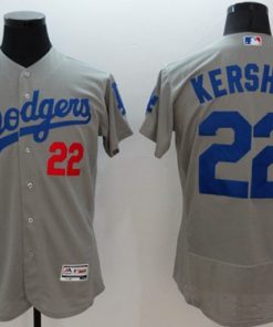 Dodgers #22 Clayton Kershaw Grey Flexbase Authentic Collection Stitched MLB Jersey