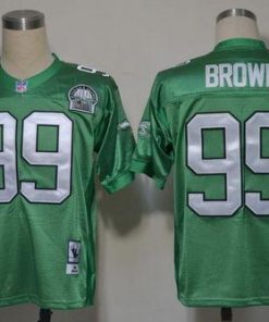 Mitchell And Ness Eagles #99 Jerome Brown Green Stitched Throwback NFL Jersey
