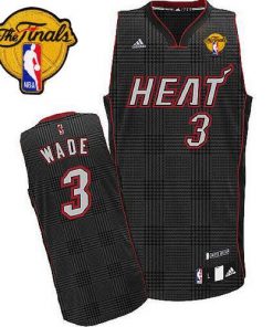 Heat #3 Dwyane Wade Black Rhythm Fashion With Finals Patch Stitched NBA Jersey
