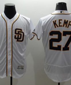 Padres #27 Matt Kemp White Flexbase Authentic Collection Stitched MLB Jersey