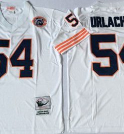Mitchell&Ness Bears #54 Brian Urlacher White Big No. Throwback Stitched NFL Jersey