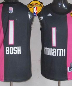 Heat #1 Chris Bosh Black ABA Hardwood Classic Finals Patch Stitched NBA Jersey