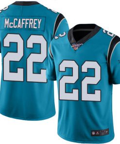 Men's Carolina Panthers 100th #22 Christian McCaffrey Blue Vapor Untouchable NFL Limited Stitched Jersey