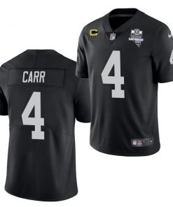 Men's Las Vegas Raiders #4 Derek Carr Black 2020 Inaugural Season With C Patch Vapor Limited Stitched NFL Jersey