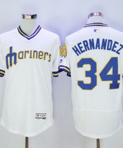 Mariners #34 Felix Hernandez White Flexbase Authentic Collection Cooperstown Stitched MLB Jersey