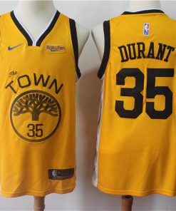 Men's Golden State Warriors #35 Kevin Durant Yellow 2018/19 Earned Edition Swingman Stitched NBA Jersey