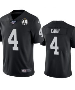 Men's Oakland Raiders #4 Derek Carr Black 60th Anniversary Vapor Limited Stitched NFL 100th season Jersey
