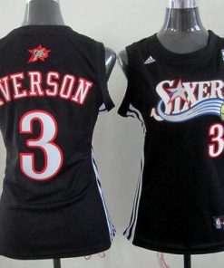 76ers #3 Allen Iverson Black Women's Alternate Stitched NBA Jersey